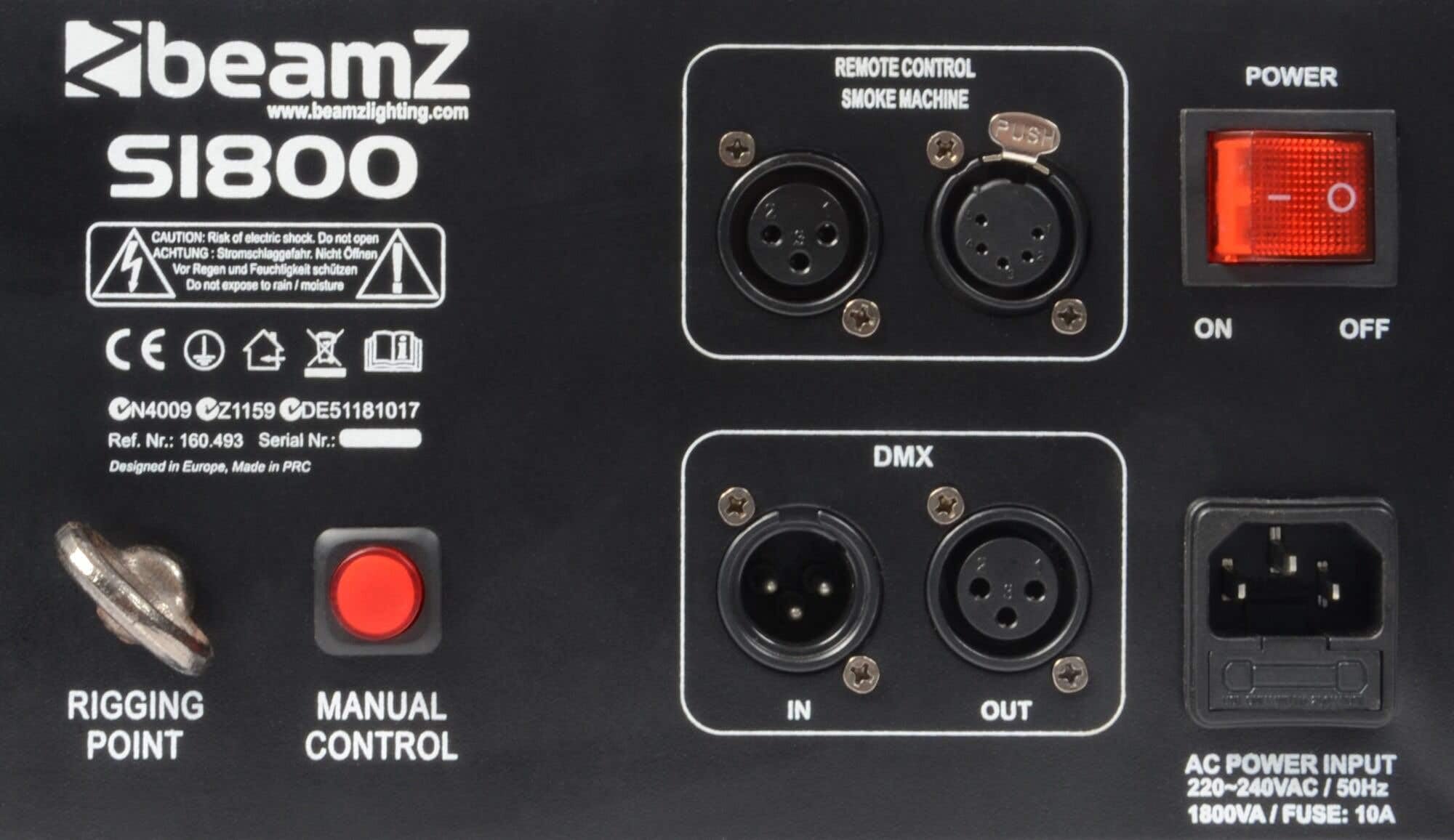 BeamZ S1800 DMX Nebelmaschine 2in1 - Vertikal & Horizontal mit 5 Liter Nebelfluid, 1800 Watt Rauchmaschine, Party Nebel für professionelle Shows, Smoke Machine für Hochzeiten, DJs, und Partys
