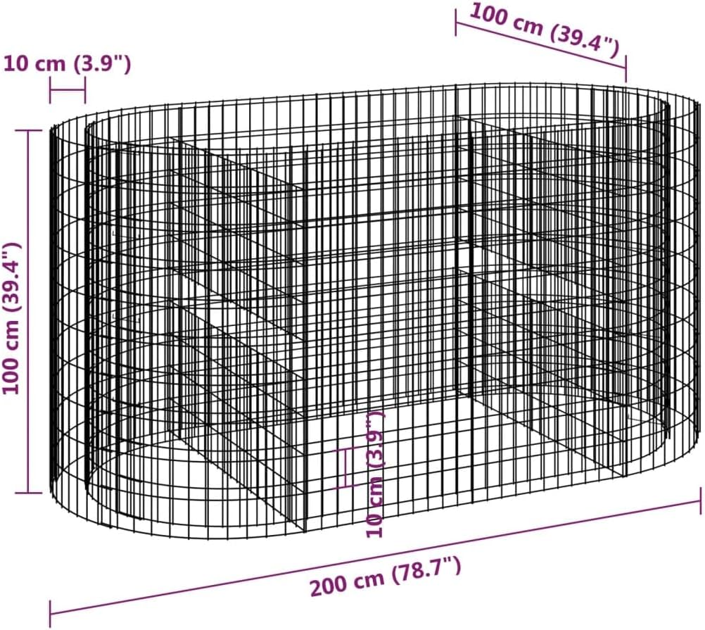 Gabion Raised Bed Galvanized Iron 78.7"x39.4"x39.4",Sturdy Galvanized Iron Gabion Raised Bed for Gardens and Patios Gardening Pots & Planters