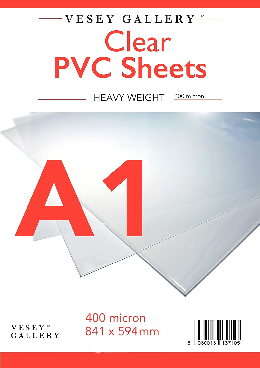 10 Large A1 Sheets of Heavy Clear PVC Acrylic Sheets. 440micron