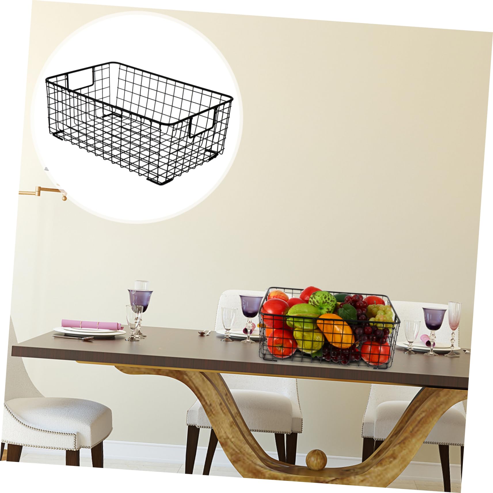 Cesto in Ferro Nero Design Semplice e Artigianato Delicato Porta Frutta e Snack per Organizzazione Cucina e Regalo Housewarming