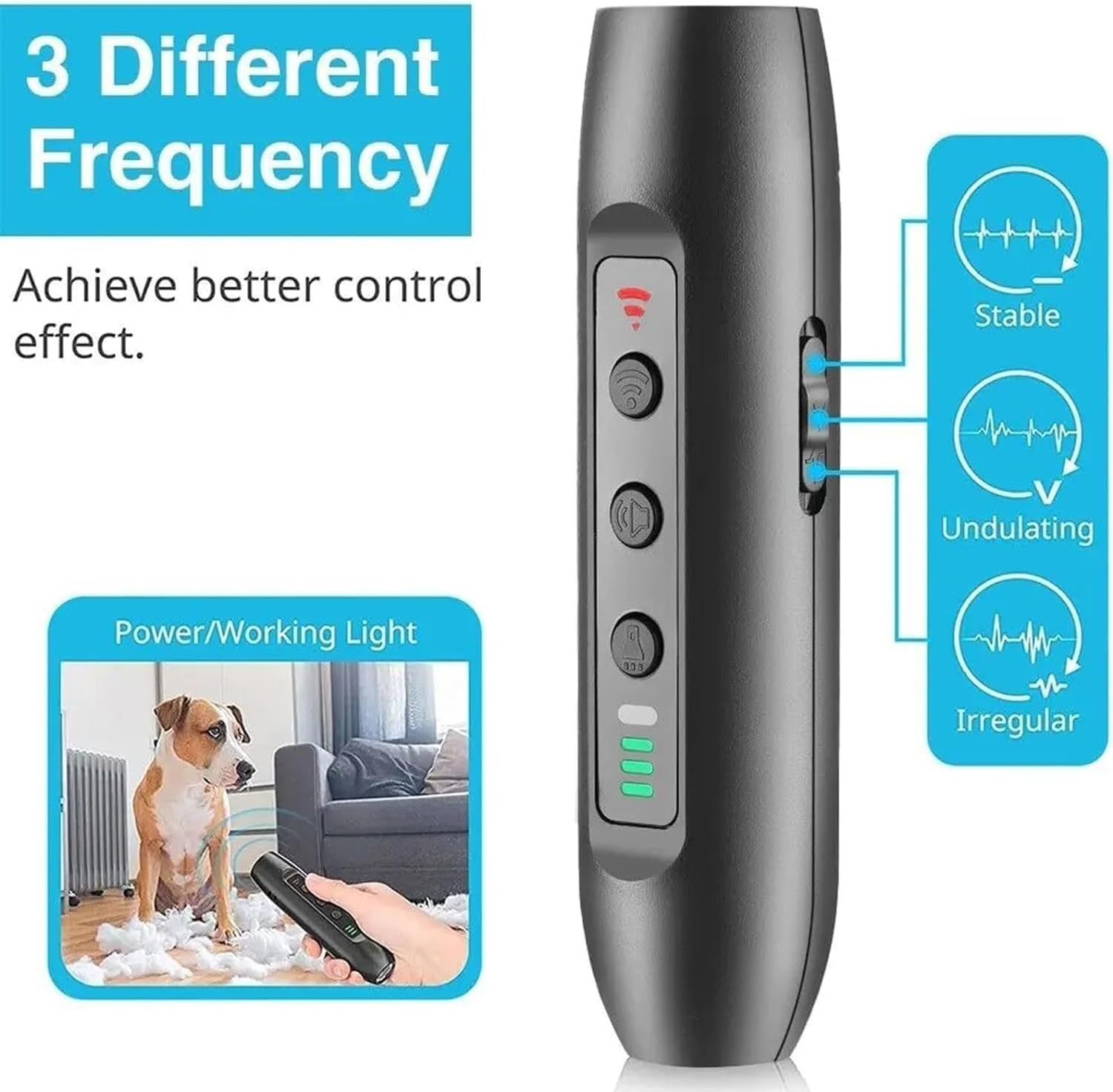 Dispositivo ultrasónico antiladridos for Exteriores, con Control automático de ladridos for Perros, 3 Niveles sensibilidad y frecuencia(Natural)