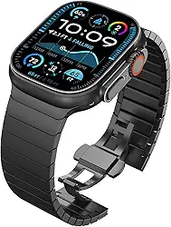 Pulseira masculina de titânio Wingle para Apple Watch Ultra 3/2/1 de 49 mm, séries 11 10, 46 mm, 45 mm, 44 mm e 42 mm, SE 3/2/1 séries 9, 8, 7, 6, 5, 4, 3, 2, 1, resistente e leve de titânio