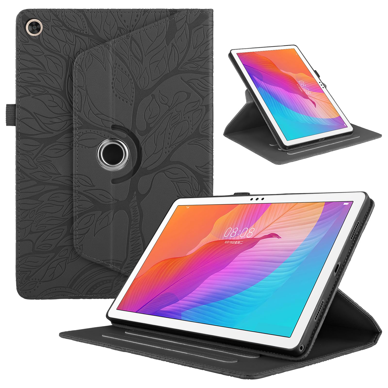 Funda para Samsung Galaxy Tab S9/ S8/ S7 11" (SM-X710/X700/T870) PU Cuero Tablets Protectora Cover 360°Carcasa Giratoria de ángulo Múltiple Stand Función Tablets Funda,Rojo Árboles — view 166
