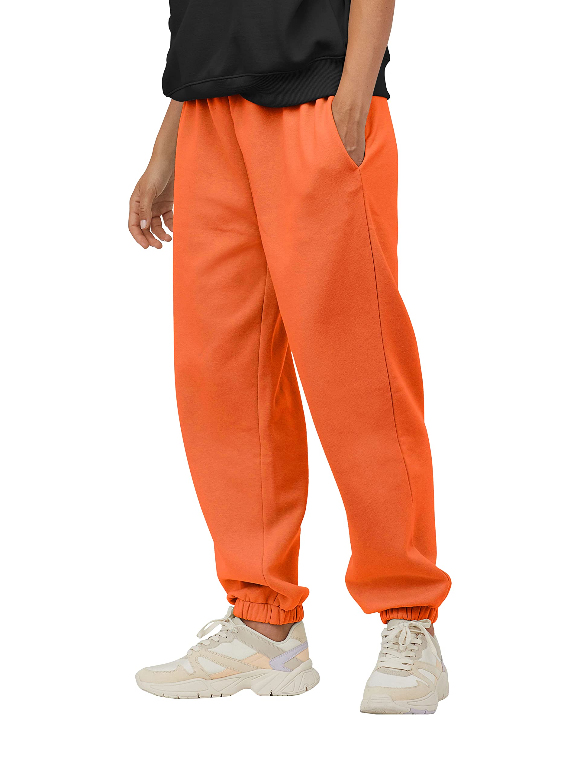 Ma Croix Mens Lightweight Sweapants with Pockets Elastic Waist Joggers (Small, 1ih02_Orange)