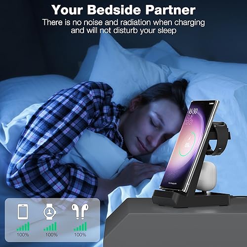 Miniatura 7 de Estación de carga para múltiples dispositivos Samsung, cargador rápido 3 en 1 para Samsung Galaxy Watch 55 Pro43Active21, Galaxy S23S22S21S20S10,