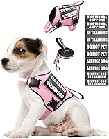 Vista 7 de Arnés de chaleco para perro de servicio MOOGROU y juego de correa+10 parches para cachorros y perros pequeños, chaleco para perro de apoyo emocional