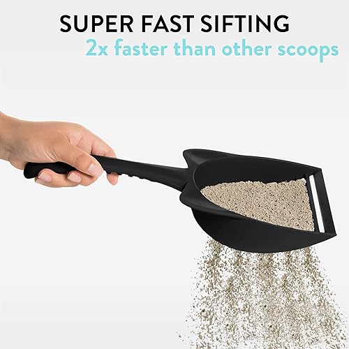 Miniatura 5 de CatGuru Cuchara de arena para gatos, cuchara de arena jumbo, pala de arena con pala profunda y mango largo, tamiz súper rápido, cuchara de arena