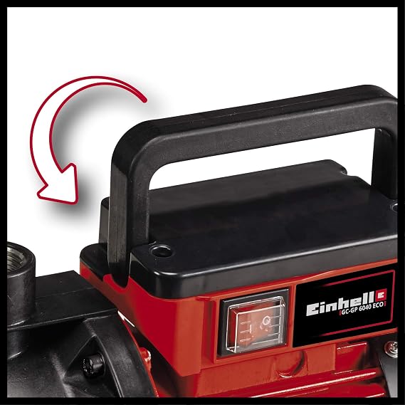 Einhell Garden Pump GC-GP 6040 ECO (600 W, max. 3.6 bar, 4000 L/h flow rate, water filling indicator, foldable handle, water inlet and outlet plug, thermal protection) - 4180320