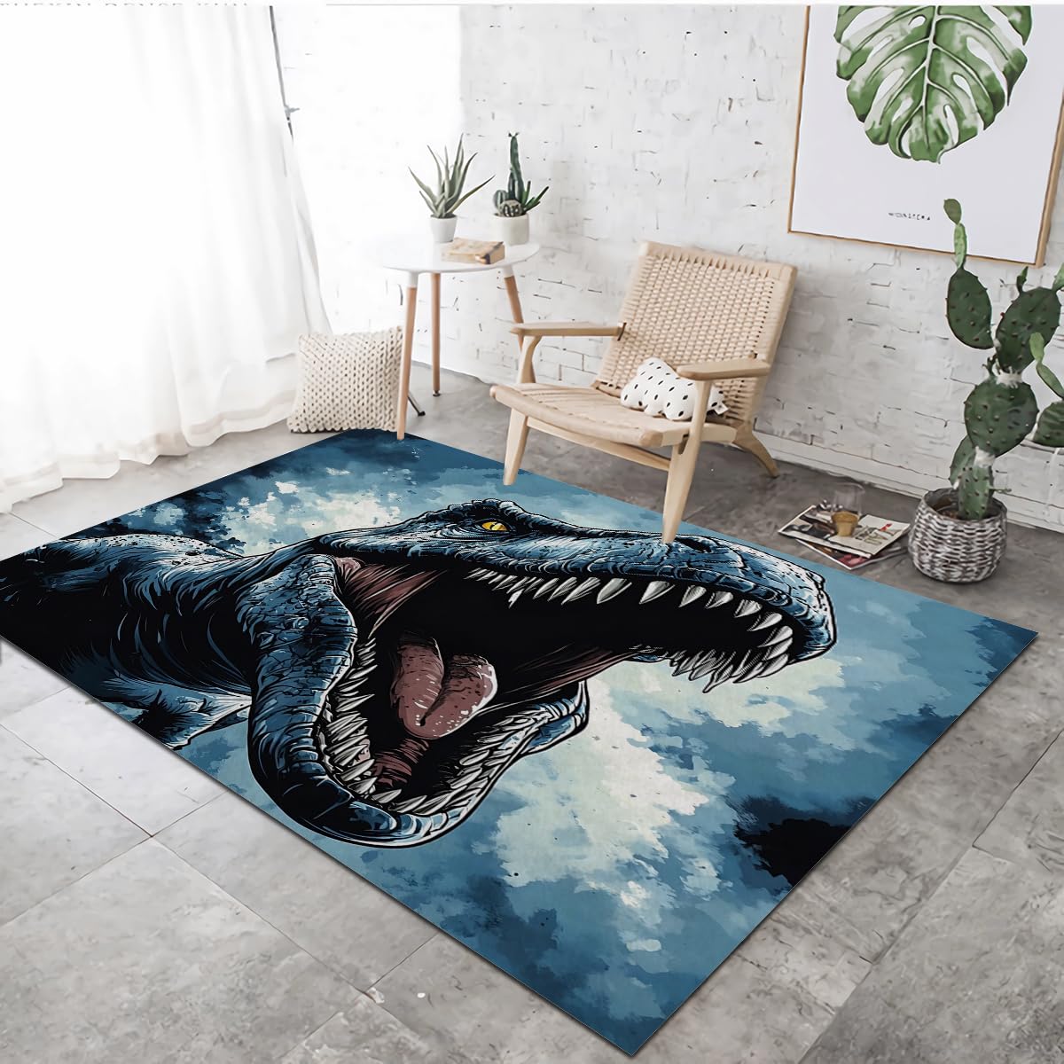 Tapis dinosaure VULORA 80x150cm lavable et antidérapant pour déco de chambre