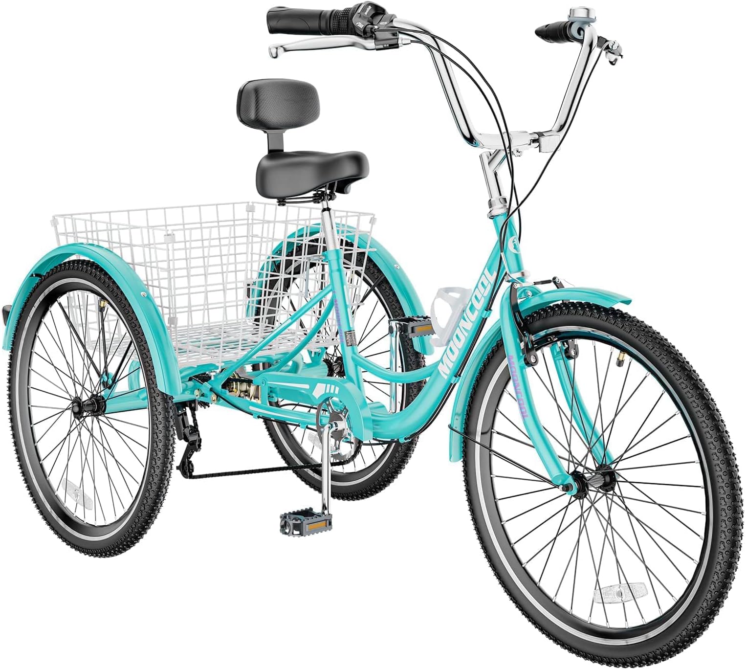 MOONCOOL Adult Tricycles 3 Wheel 7 Speed Trikes, 20/24/26 inch Adult Trikes 3 Wheeled Bike with Basket for Seniors, Women, Men.