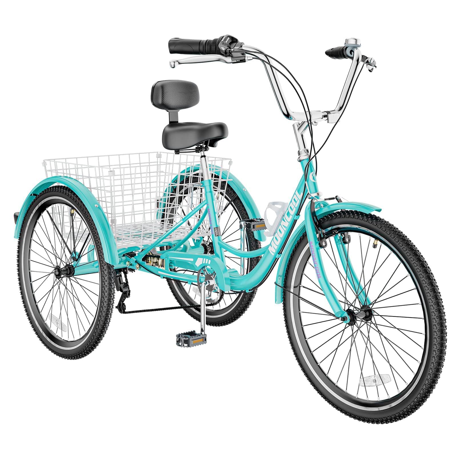 MOONCOOL Adult Tricycles 3 Wheel 7 Speed Trikes, 20/24/26 inch Adult Trikes 3 Wheeled Bike with Basket for Seniors, Women, Men.