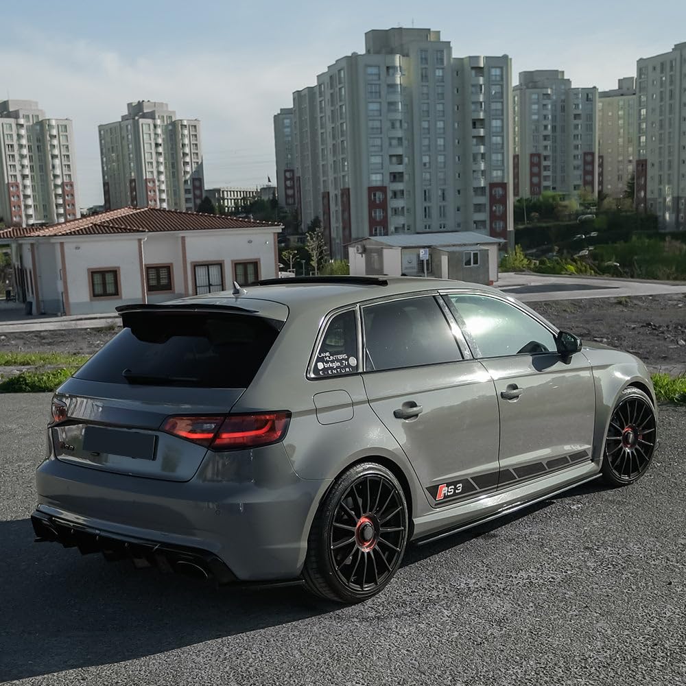 Oneway Jupes de pare-chocs arrière (coins) compatible avec Audi RS3 8V Sportback 2015-2016 - Noir brillant
