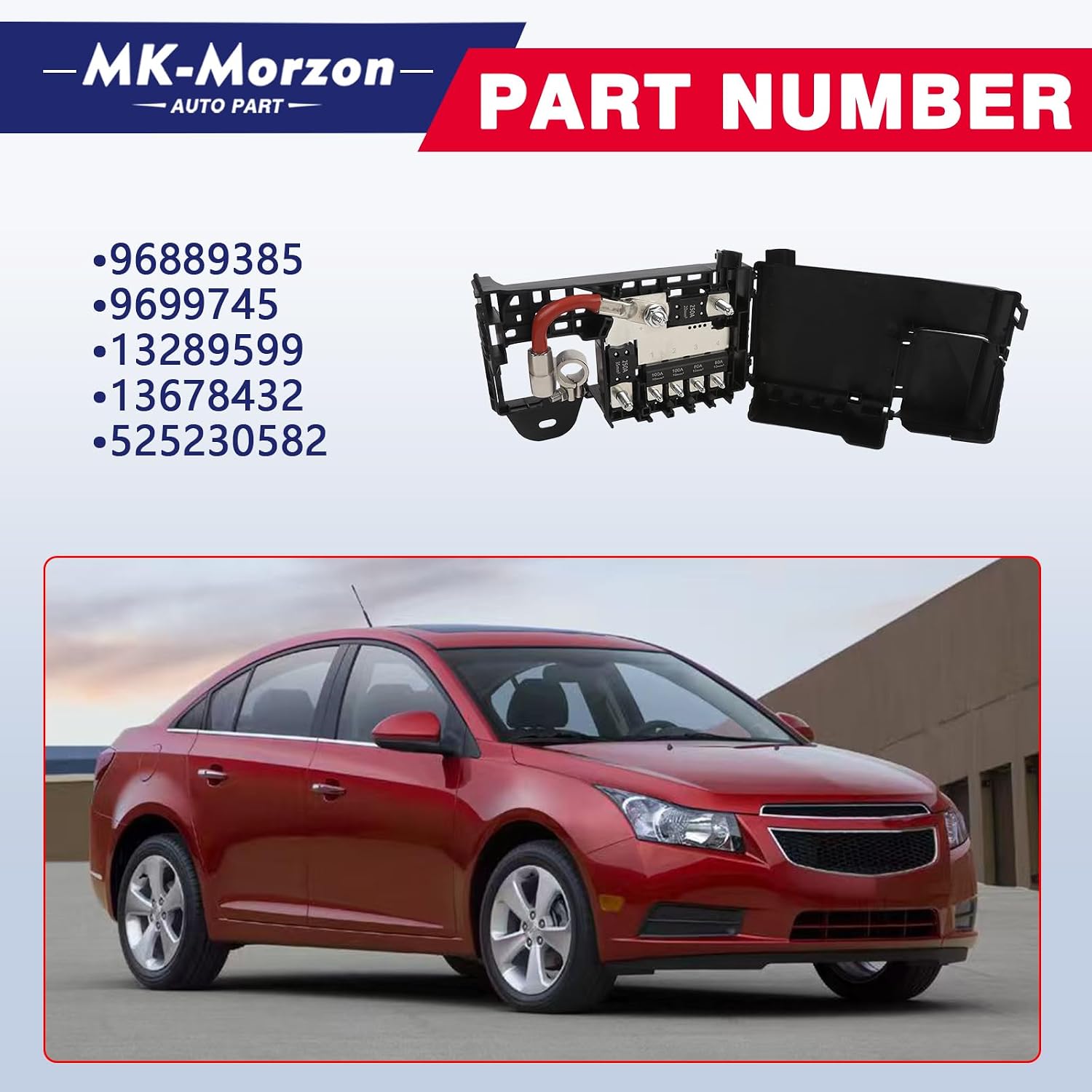 Fuse Box Battery Terminal with Cover Compatible with Chevy 2011-2015 Cruze 2016 Cruze Limited 2012-2014 Orlando Fuse Block Terminal Replaces# 96889385 96999745