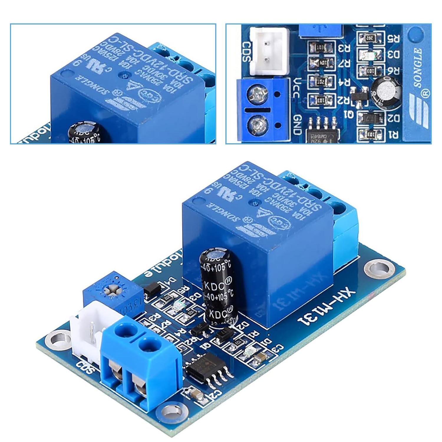 XH-M131 Module Relais de photorésistance Binghe 3 pièces XH-M131 DC 12V Interrupteur de Commande de lumière Module de Relais de photorésistance capteur de Commande de lumière Automatique avec câble