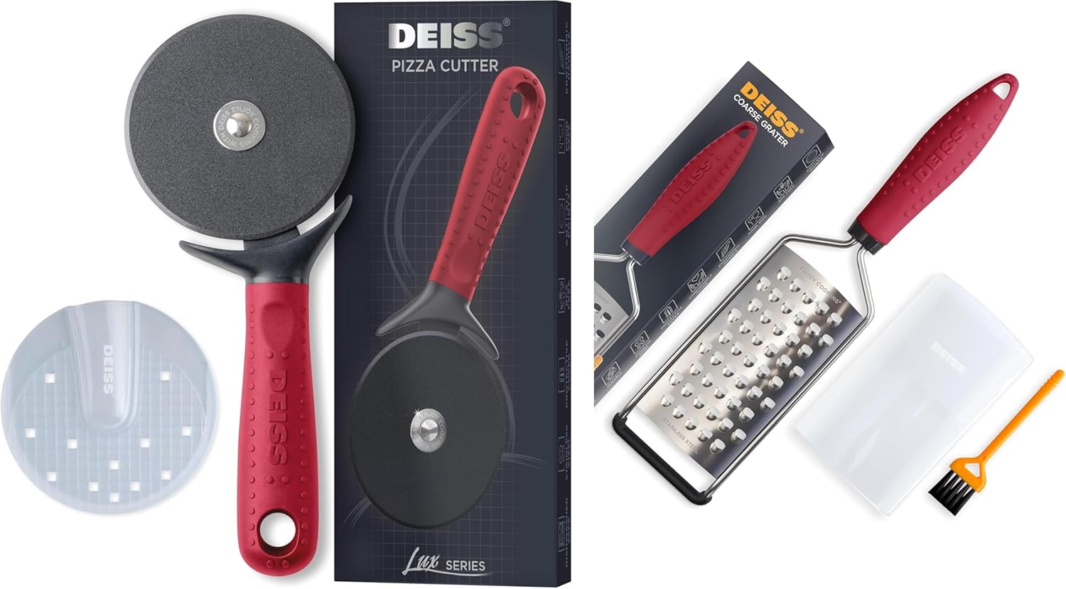 Deiss PRO Coarse Grater & Hand Held Cheese Grater and Deiss Lux Heavy Duty Pizza Cutter
