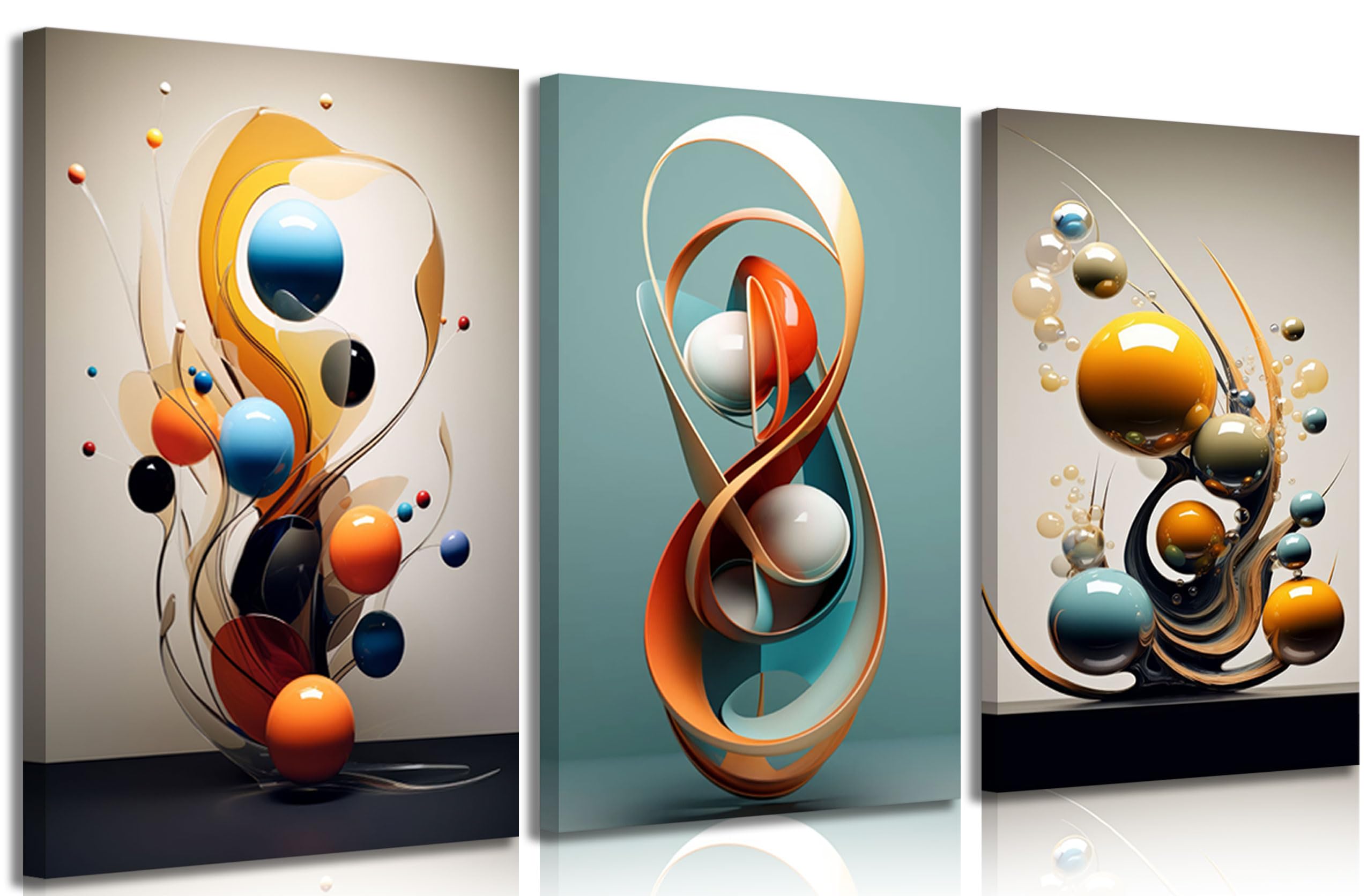Photo 1 of **1pcs** Modern Abstract Canvas Wall art Three-Dimensional Geometric Spheres Wall Decor Pictures Minimalist Medieval Posters Prints for Living Room Bedroom Office Home decorate Prepare to hang