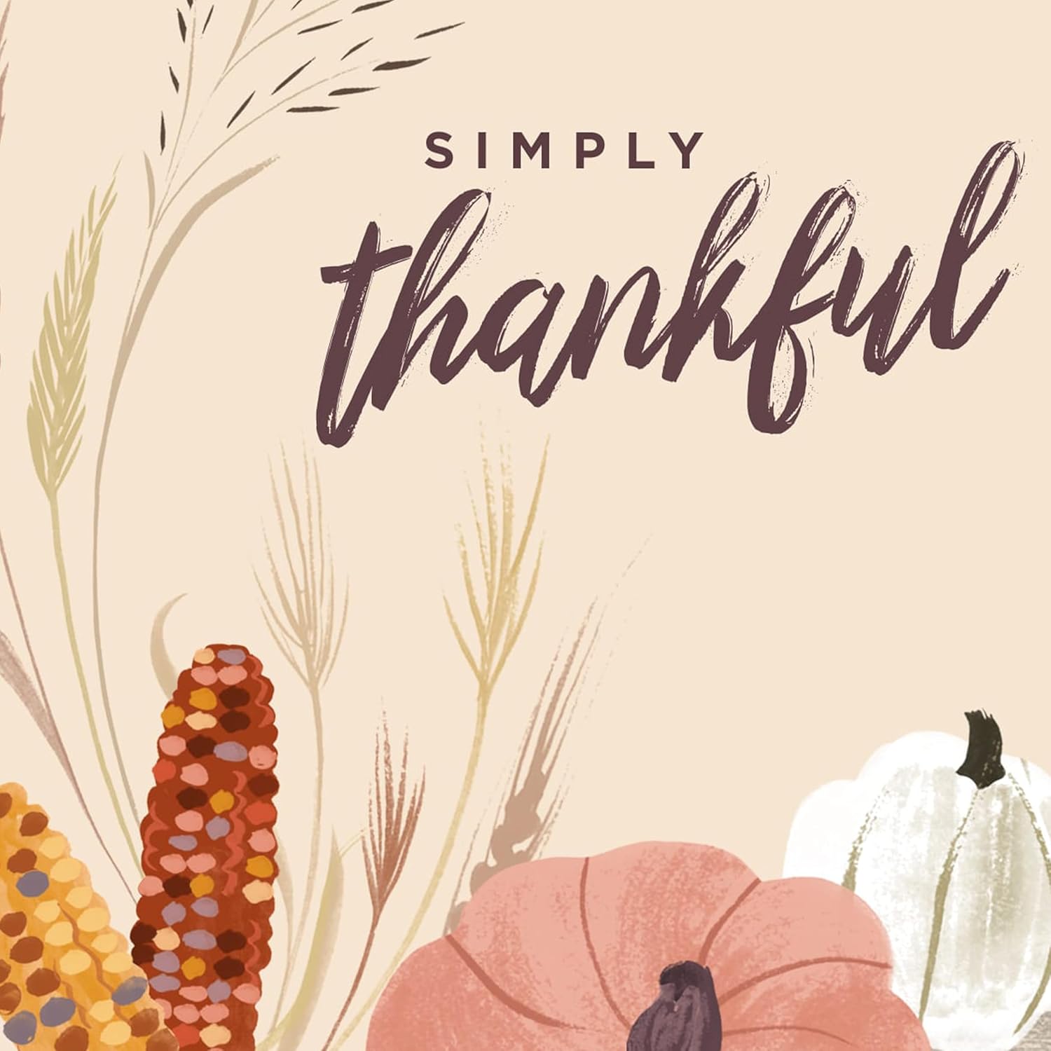 Thanksgiving Cards for Customers & Employees by Hallmark Business – 25 Pack Bulk Greeting Cards with Envelopes & Gold Seals – “Simply Thankful” Pumpkin & Corn Design – Appreciation Cards for Clients & Staff