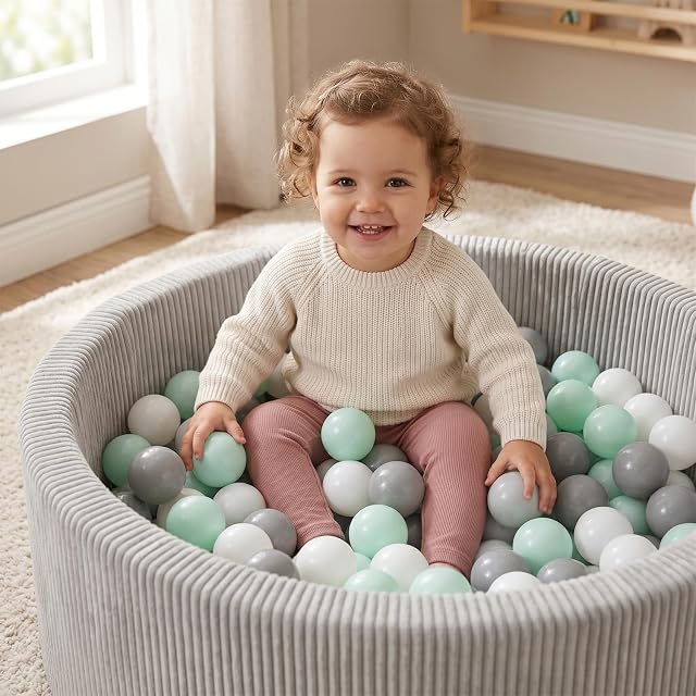 Foto 5 de 7 de KiddyMoon Piscina para Bebé Y Niño, 90 X 30 Cm con 200 Bolas, Piscina Infantil De Espuma Suave