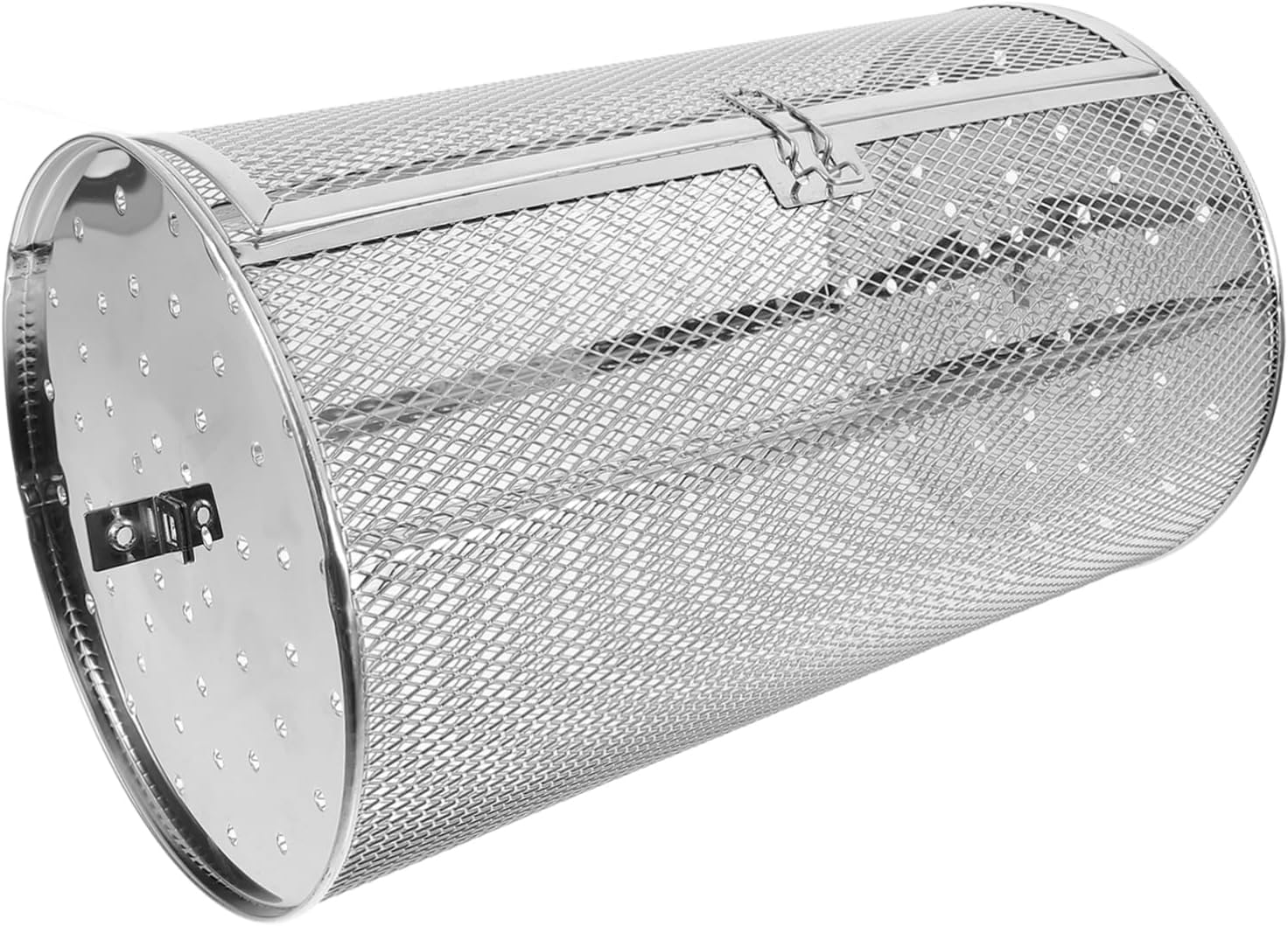 Luxshiny Stainless Steel Rotary Grill Roaster Basket for Oven and Air Fryer Locking Rotisserie Cage for Meat Nuts Fish Shrimp Versatile Baking and Roasting Tool