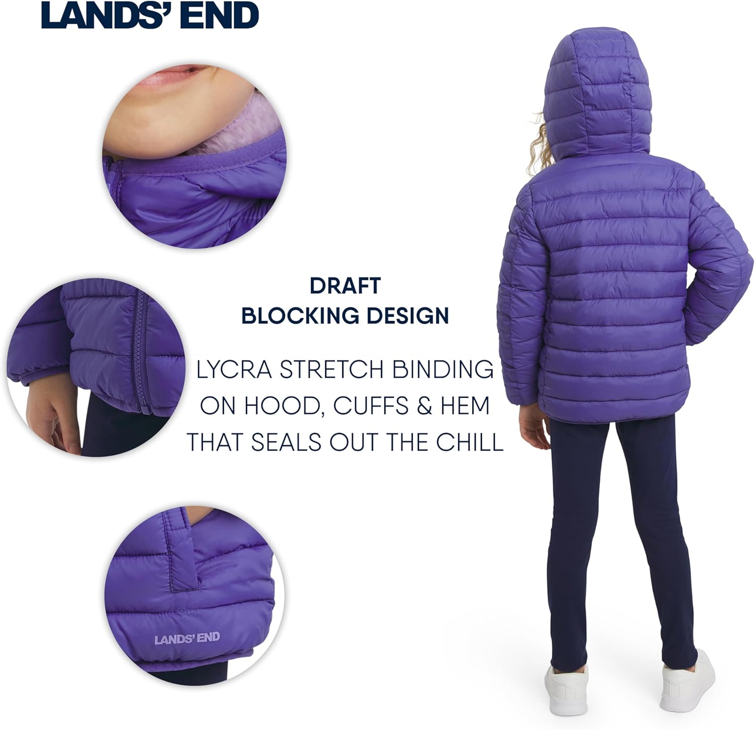 Lands' End Girls Reversible Faux Fur Lined Insulated Puffer Jacket - Image 5