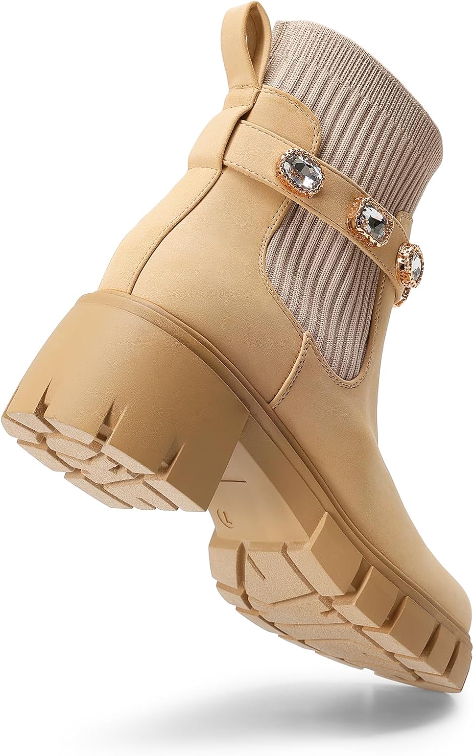 DREAM PAIRS Women's Elastic Chelsea Ankle Boots Fashion Low Chunky Heel Platform Lug Sole Short Booties Shoes - Image 4