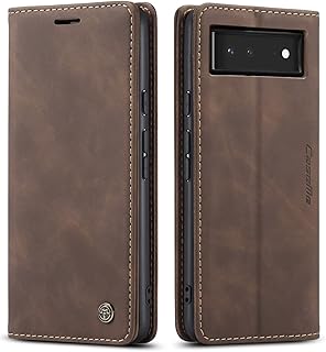 Kowauri for Google Pixel 6 Case,Leather Wallet Case Classic Design with Card Slot and Magnetic Closure Flip Fold Case for Google Pixel 6 2021 (Coffee)