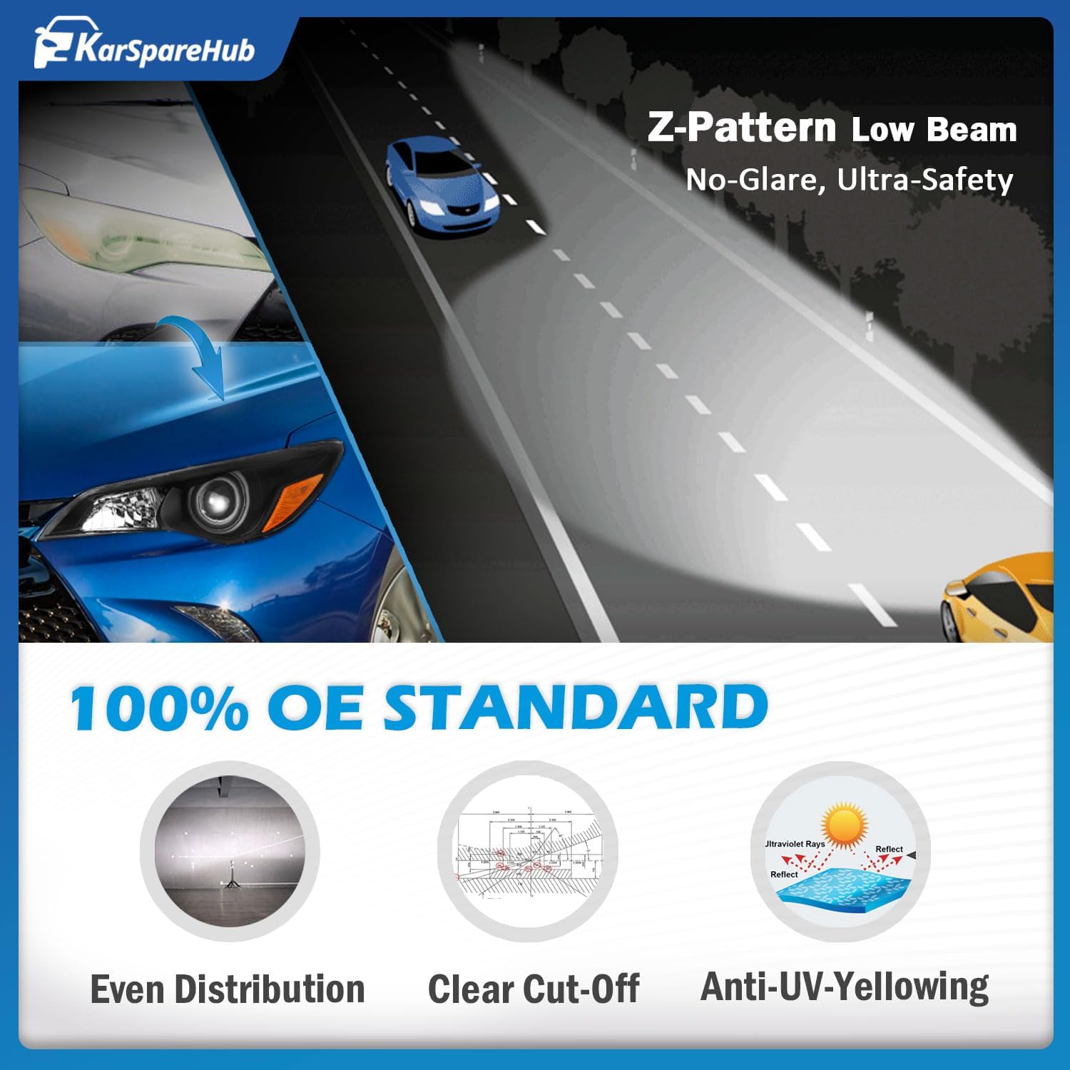 Headlights Assembly with Bulbs for 2015-2017 Toyota Camry Models Only [4-Door Sedan] Headlamp Replacement Driver & Passenger Side