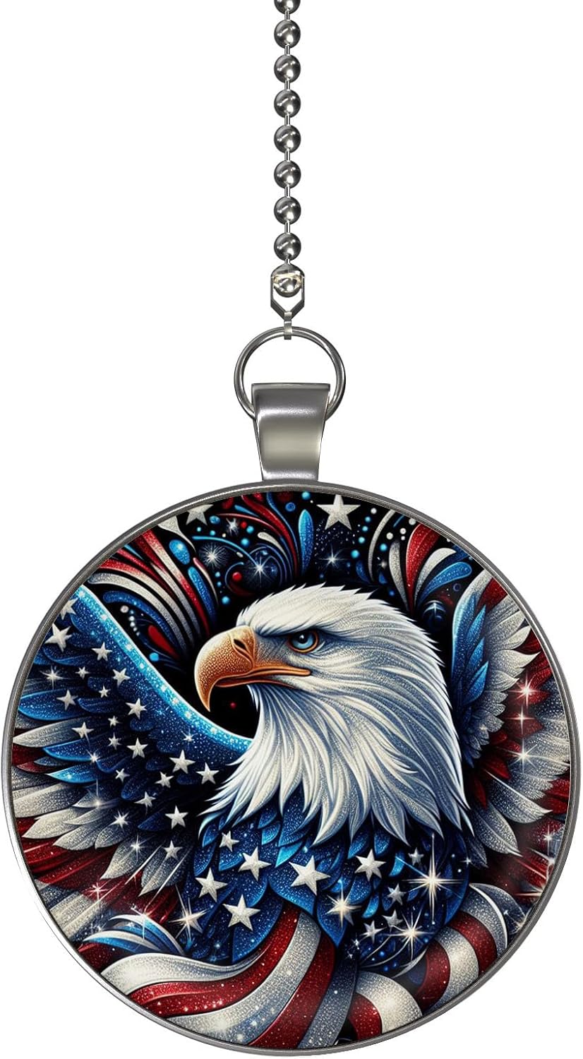 Patriotic American Eagle Single Ceiling Fan and Light Pull Chain Pendant/Fan Pull/USA Fan Pull