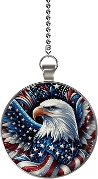 Patriotic American Eagle Single Ceiling Fan and Light Pull Chain Pendant/Fan Pull/USA Fan Pull