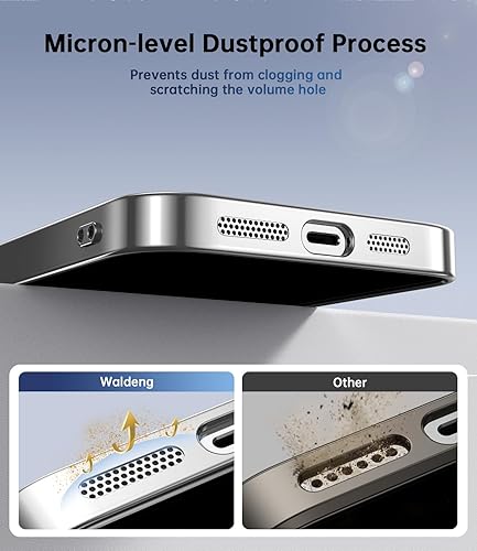 Miniatura 7 de Waldeng Funda para iPhone 15 Pro con protección integrada de lente de cámara, trabajo sin costuras con Magsafe Parachoques suave brillante metálico,