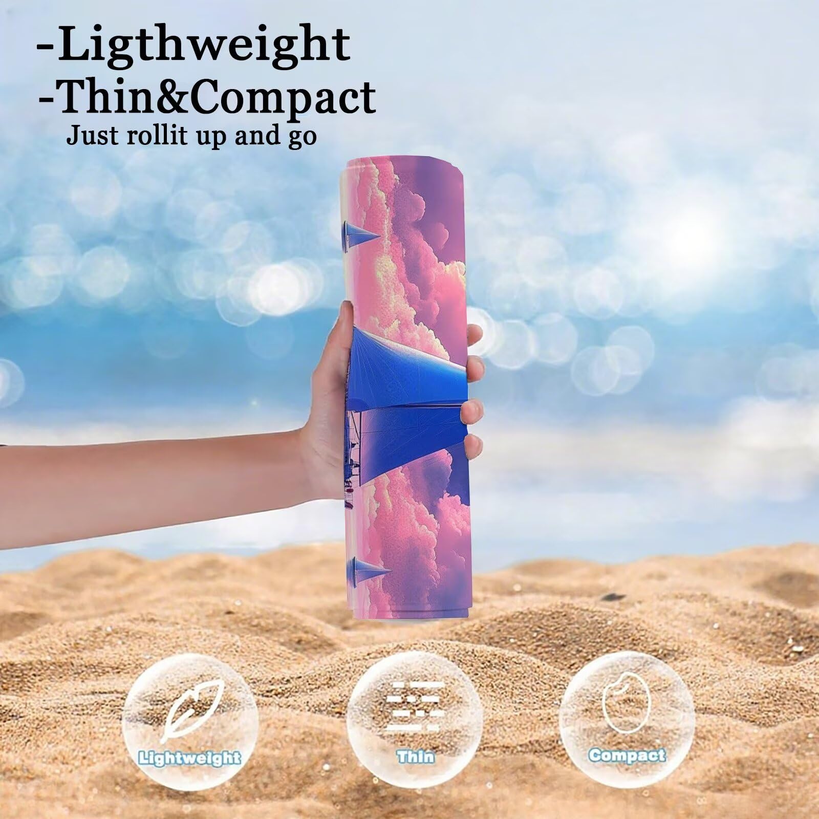 Toalla Playa Grande 90x180cm Velero Toalla Microfibra Antiarena, Toallas Bano Mar Toallas Playa Secado Rapido, Pareos Playas Mujer Ligera Absorbente, Beach Towel para Playas Gimnasio Viajes VQ-855