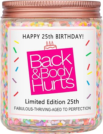 Homsolver 25th Birthday Decorations Gifts for Women & Men, Happy 25th Birthday Candle Gift for Her & Him, Funny 25 Years Old Ideas - Vanilla Cake Scented Candles