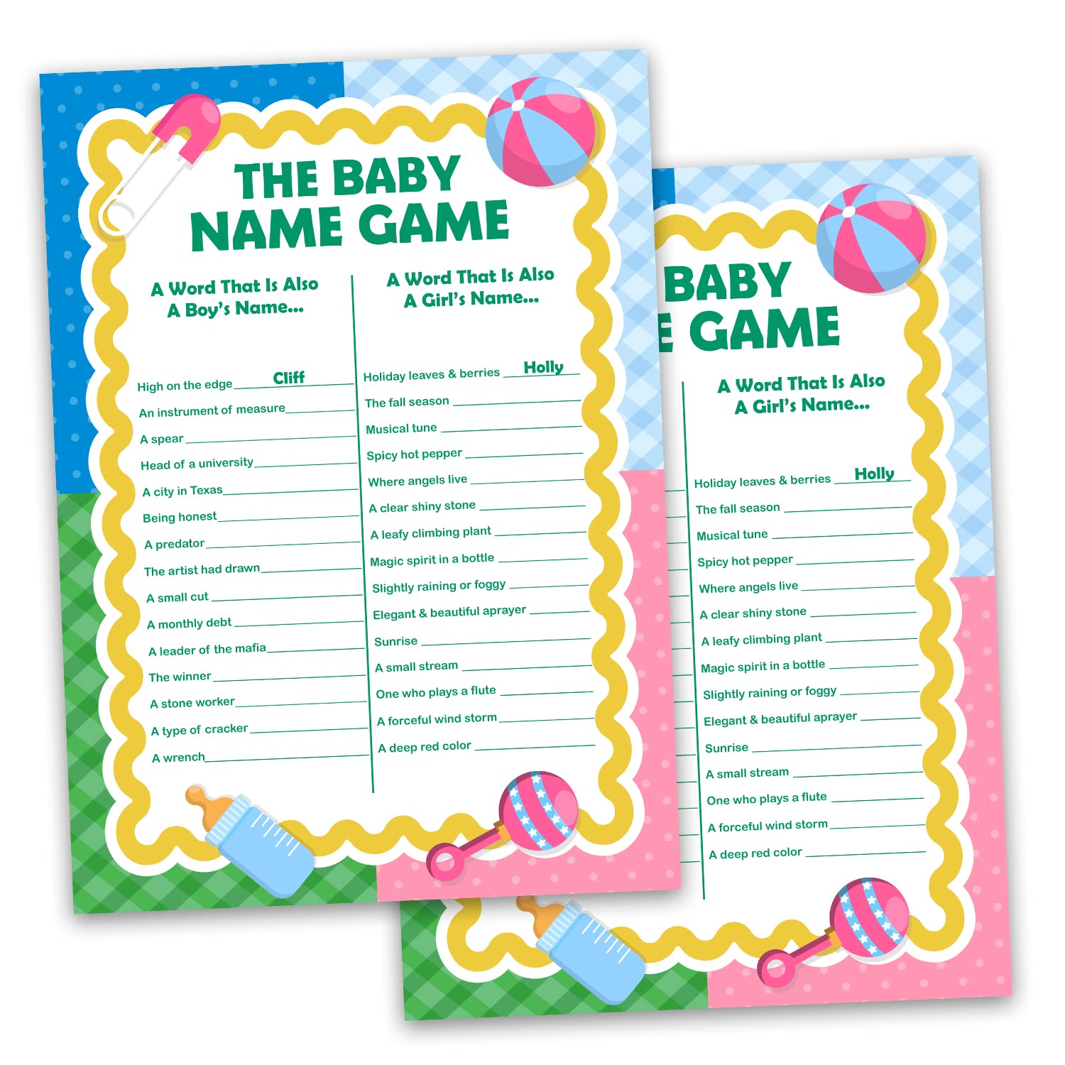 Party Propz Baby Shower Games Set of 20Pcs Name Suggestion Cards For