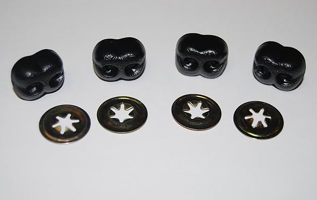 celloexpress Pack of 4 - Black Animal Noses 25mm Metal Backs - Teddy Bear & Soft Toy Making Detailed Noses