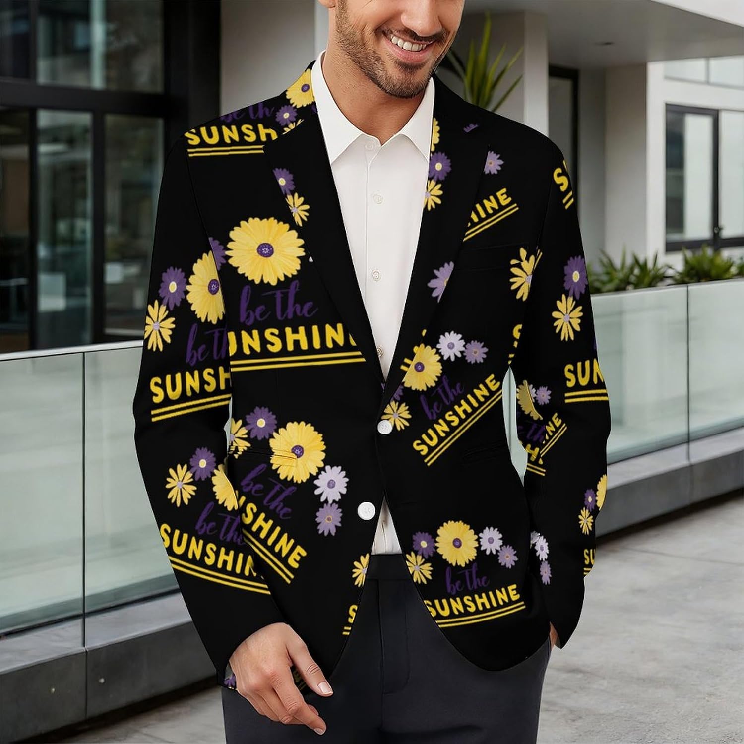 Be The Sunshine Suits Blazer for Men Casual Buttons Lapel Jacket