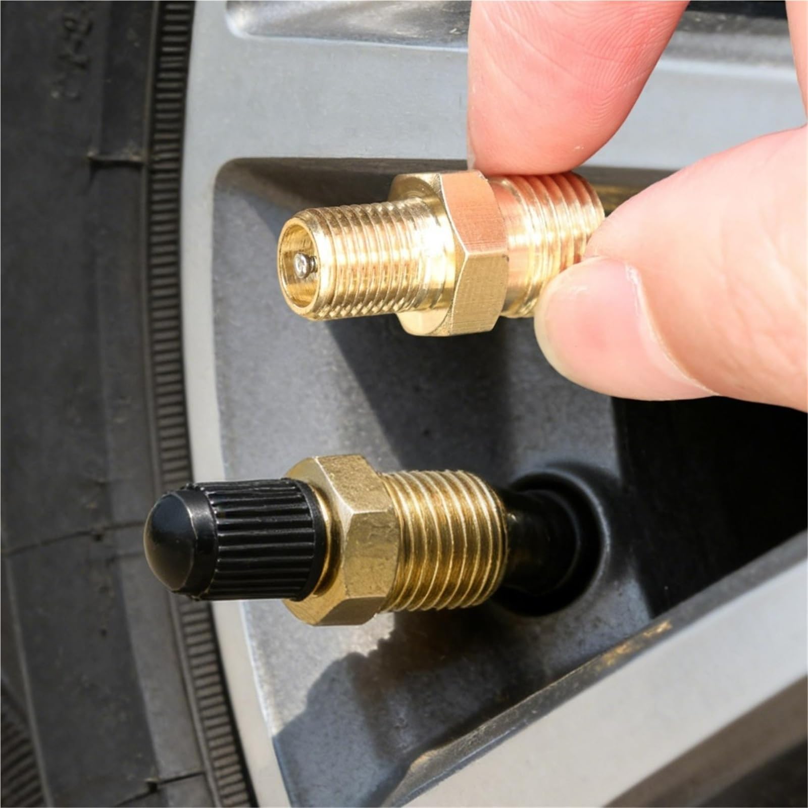 Ventilkappen Universal Messing Reifen Ventilschaft 1/4 NPT 1/8 M10*1 Auto Motorrad Tubeless Ventilkern(8-Point NPT,5pcs)