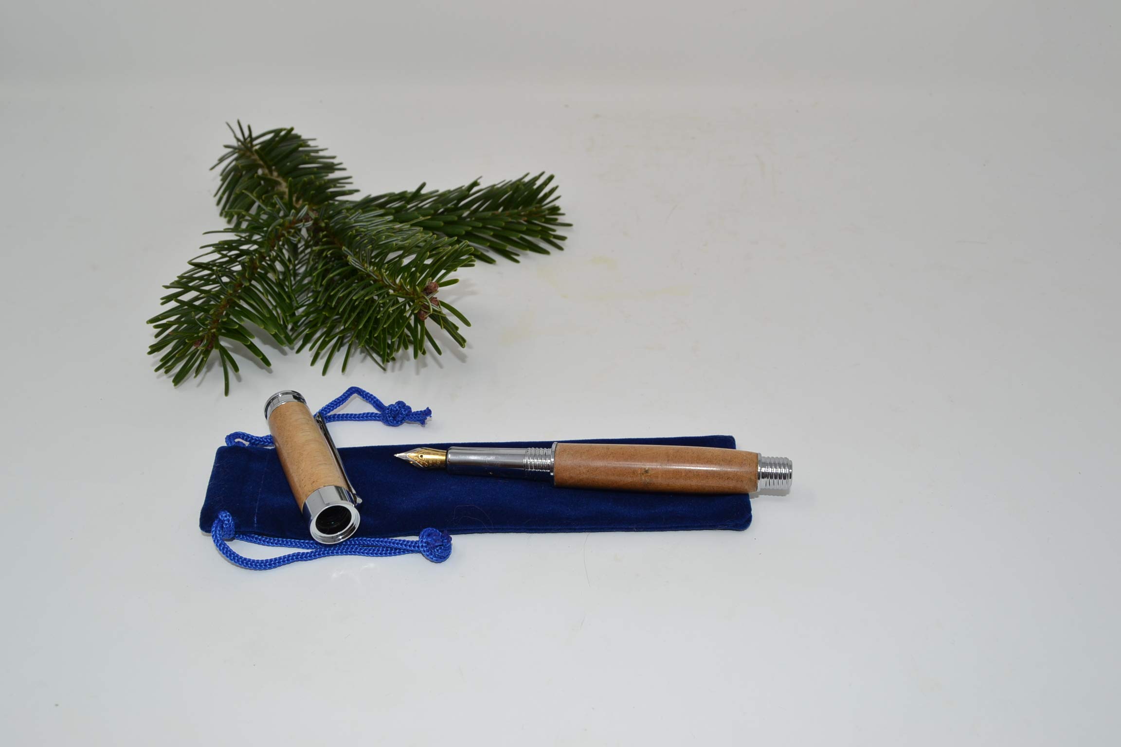Füllfederhalter Holz Birke handgemacht – Füller mit Schraubkappe, Tintenkonverter & Patronen, Unikat, Made in Austria - Holzgeschenk