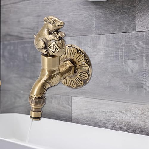 Miniatura 4 de Tissting Grifo de agua montado en la pared G12, material de latón, diseño vintage de dragón chino, grifo de cocina, grifo de lavadora, grifo de