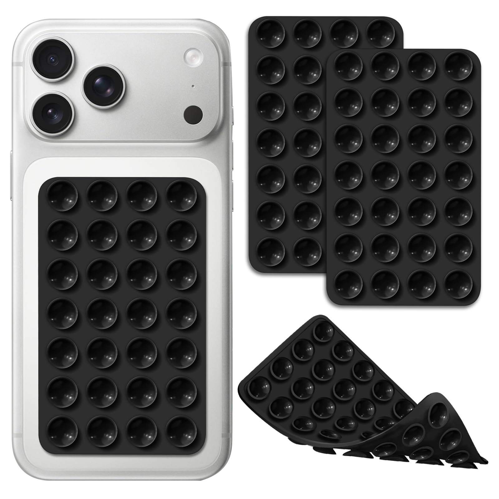 Photo 1 of Hlija 2 Pack Silicone Octo Cup Buddy Sticky Grip Holder for Cellphone, Double Sided Suction Phone Case Mount Phone Accessories Strong Grip Holder for Selfie and Video - Black