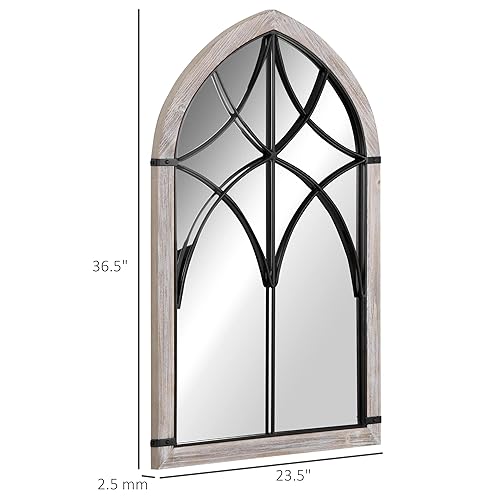 Miniatura 7 de HOMCOM Espejo de pared grande de 36.5 x 23.5 pulgadas, espejo de ventana de arco para decoración de pared en sala de estar, dormitorio, entrada,