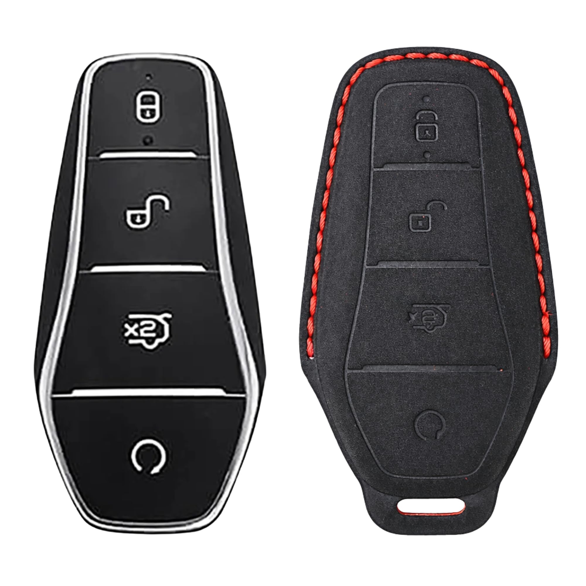 KMH Alcantara Key Cover Compatible with BYD Atto 3 Models Smart Keycover with Keychain 4 Buttons Shell Case Holder Full Key Protector Dolphin Style Smart Keycover, Black - Pack of 1-image-36
