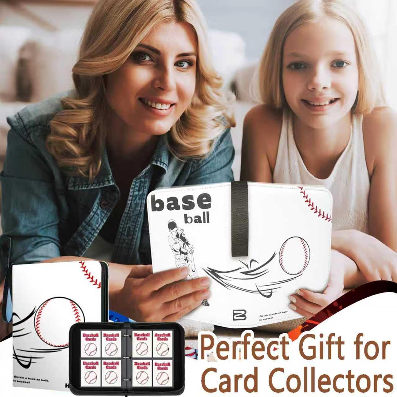 Baseball Card Binder 4 Pocket, Sports Trading Cards Binder - 55 Removable Double-Sided Sleeves, Baseball Collection Binder for 440 Cards, Game/Sport Cards Album Gifts for Boys and Girls