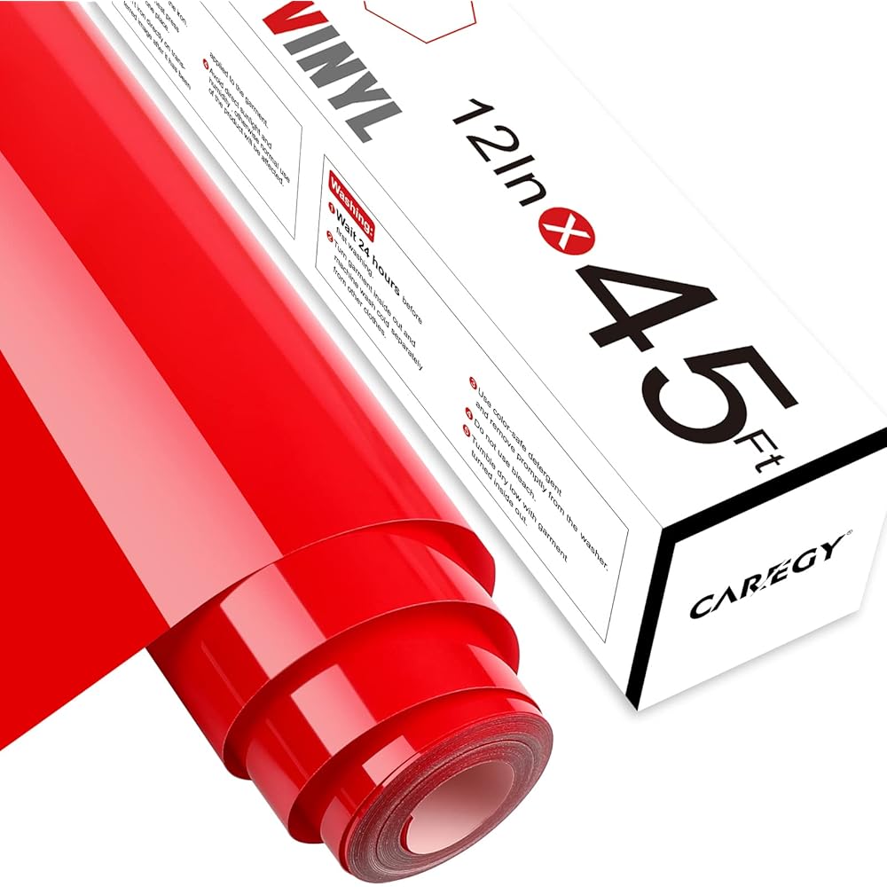 4/mo Finance CAREGY Heat Transfer Vinyl Red Iron on Vinyl12"x 45Ft