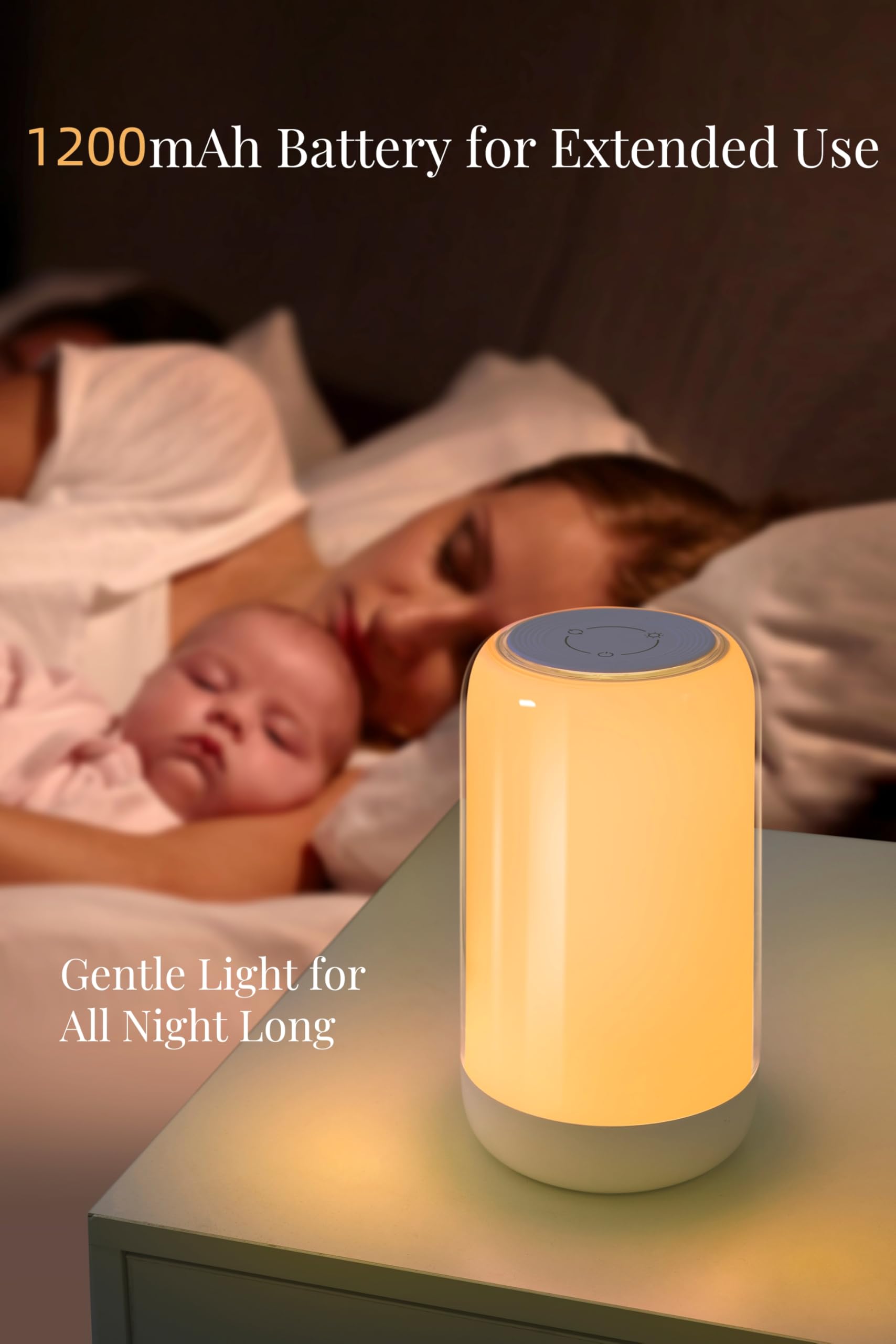 RGB-Nachtlicht mit 7 Farbverlauf, tragbar, wiederaufladbar, mit Farbübergang und stufenlosem Dimmen, BPA-freies Baby-Nachtlicht, ideal zum Stillen, Babyzimmer und Reisen