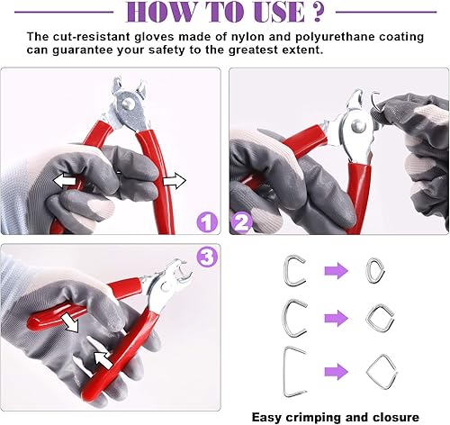 Miniatura 5 de Swpeet 1860 anillos galvanizados de cerdo de 3/4 pulgadas 1/2 pulgadas 3/8 pulgadas con kit surtido de alicates de cerdo rectos, kit de instalación