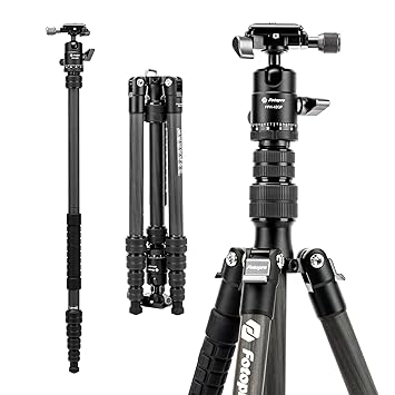 FotoPro X-Go Carbon 4.7ft Fiber Tripod | Lightweight Travel Tripod with Ball Head for DSLR, Compact Detachable Monopod with Quick Release Plate and Bag, Load up to 8KG/17.63lbs