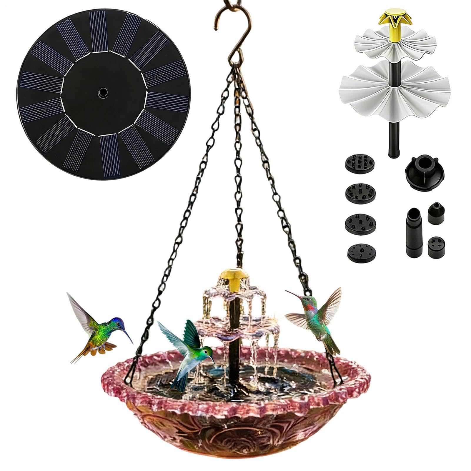 fbgnfihi Solar Bird Bath Cascading Weatherproof Decorative