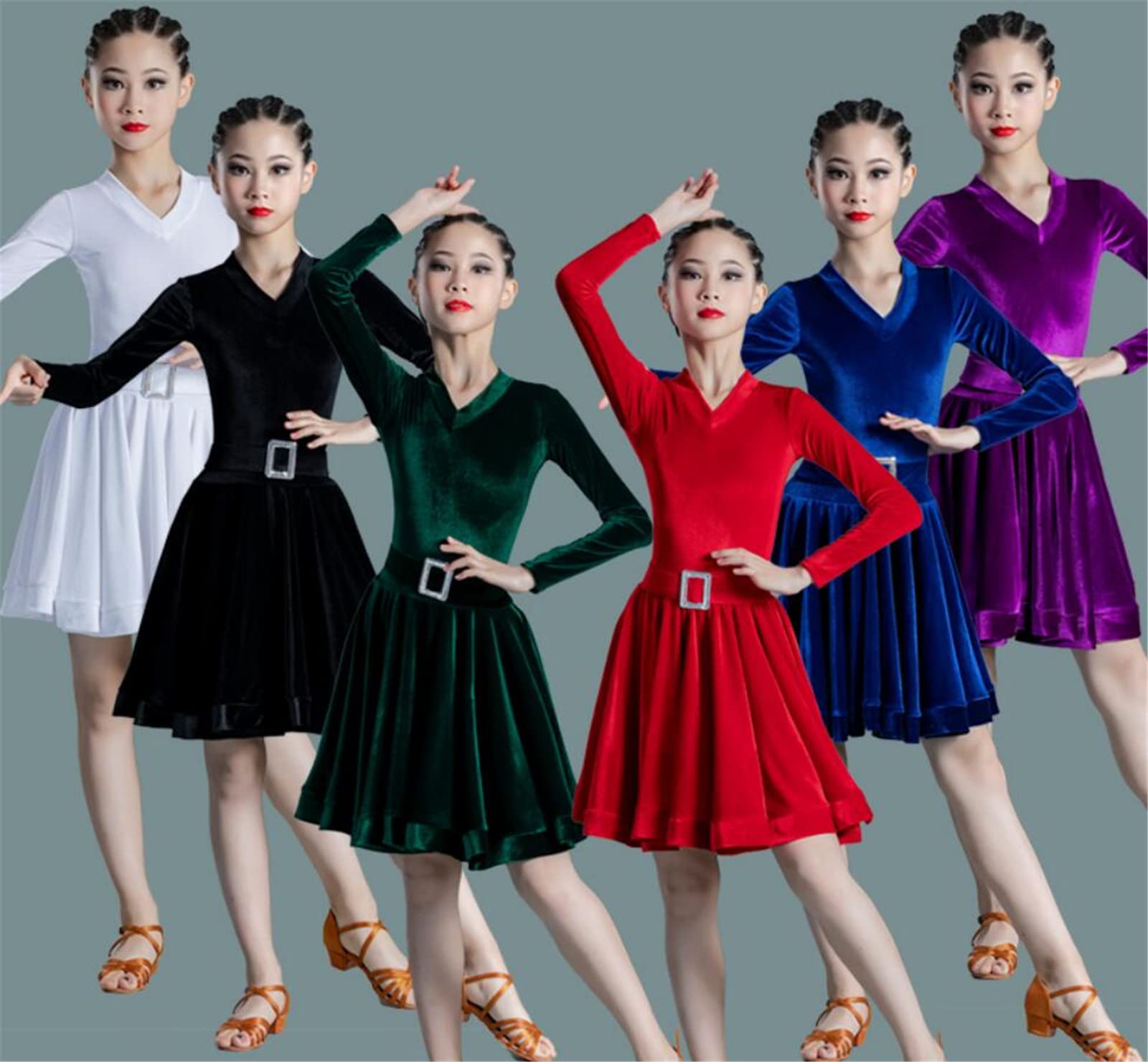 Vestido de Baile de competición para niña, Vestido de Baile Latino de Terciopelo, para salón de Baile, competición, Fiesta, Escenario, actuación, Disfraces de práctica