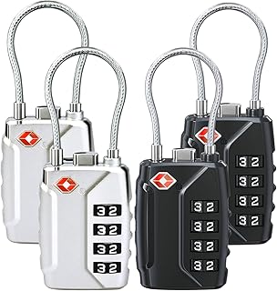 TSA Approved Luggage Locks,4-Digit Security Suitcase Locks,Combination Padlock for Suitcases Flexible Cable Travel Lock(Bl...