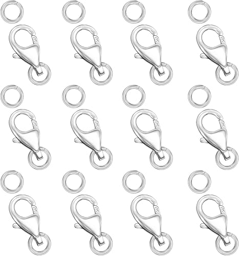 Miniatura 6 de Cierres de langosta para fabricación de joyas S925 cierre de langosta con anillos de salto para collares, pulseras, plata de ley 925 fabricada en